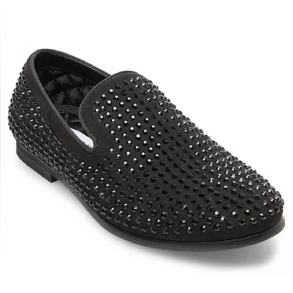 Steve Madden Little & Big Boys Flat Black Studded Caviar Loafers 3Y - Picture 1 of 8
